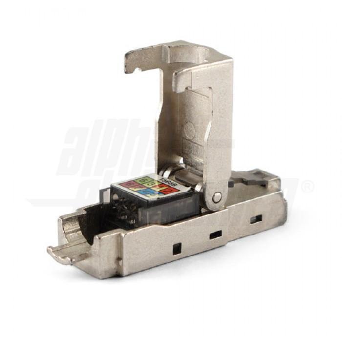 Spina modulare plug rj45 silver 8p8c cat.6A montaggio a pressione senza attrezzi tool-less per cavi rigidi e trefoli schermata - Oniroview