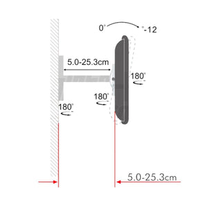 Supporto tv da muro orientabile 13 - 30 pollici 2 snodi acciaio vesa 100,portata 15kg eco - Oniroview