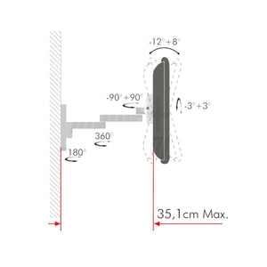 Supporto tv da muro orientabile 23 - 42 pollici premium 3 snodi acciaio vesa 200 portata 20kg easyclick - Oniroview