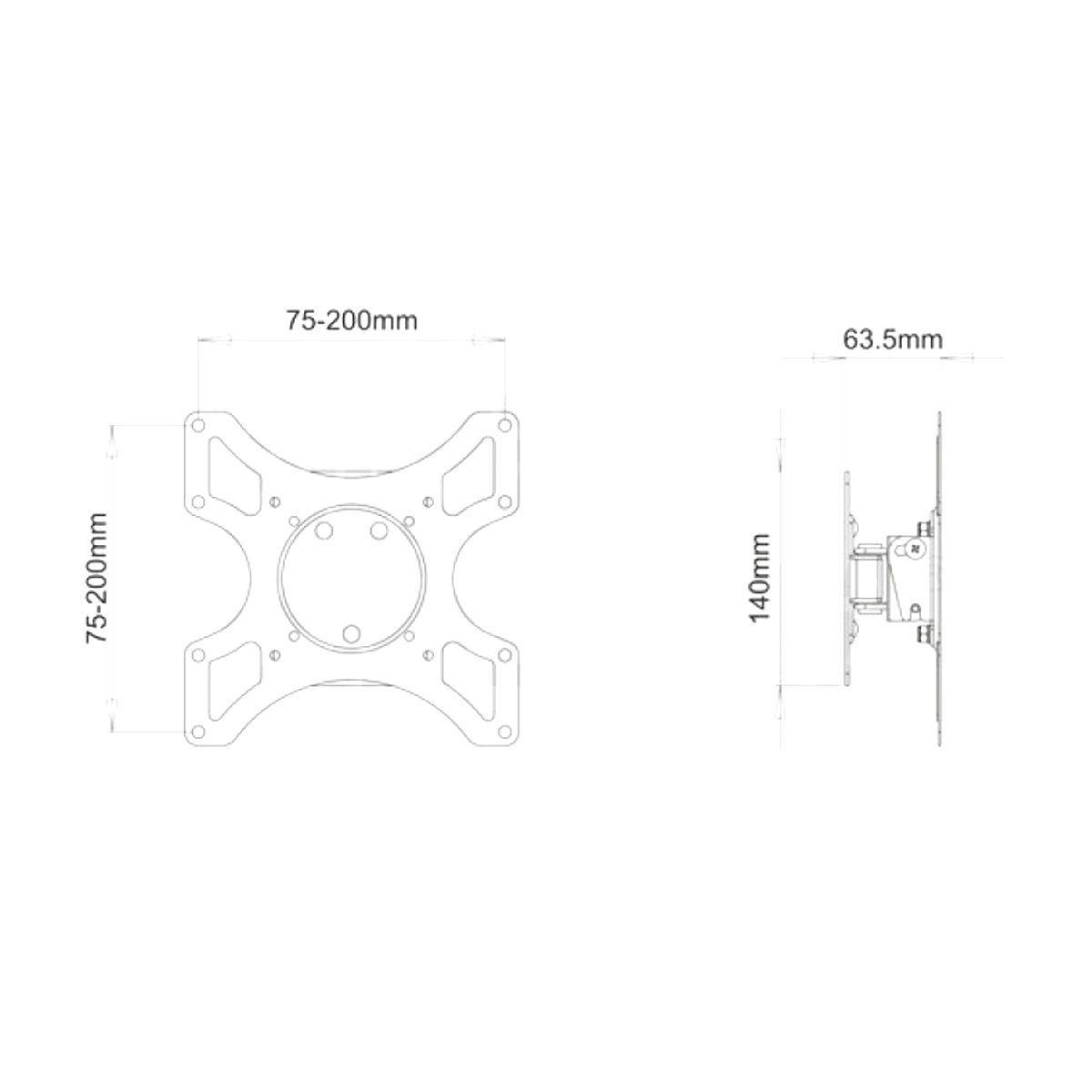 Supporto tv slim da muro orientabile 19 - 37 pollici acciaio vesa 200, portata 25kg - Oniroview