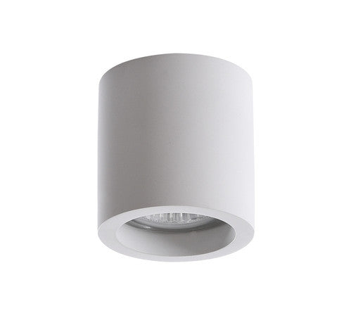 Porta faretto in gesso cilindrico bianco ø70x70mm da soffitto con attacco GU10 incluso