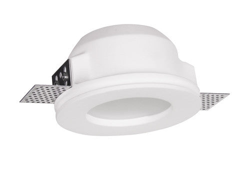 Faretti a incasso in gesso tondi Ø120mm con diffusore in vetro opaco incluso, corpo bianco verniciabile