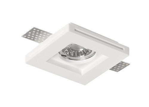 Faretto gesso quadrato bianco 100x100mm da incasso per controsoffitto, verniciabile