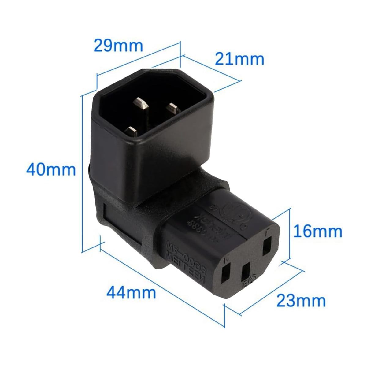 Adattatore di Alimentazione Angolare IEC 320  C13 Femmina C14 Maschio