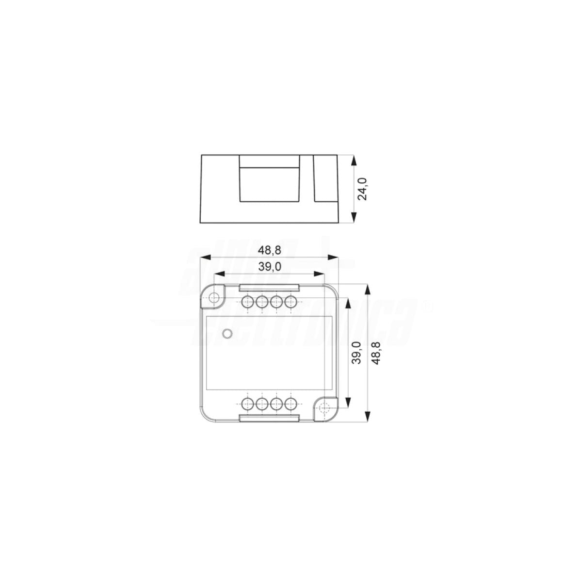 Amplificatore running vista frontale corpo bianco compatto