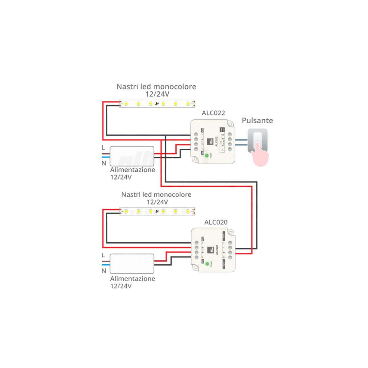 Amplificatore led schema di collegamento in cascata al dimmer