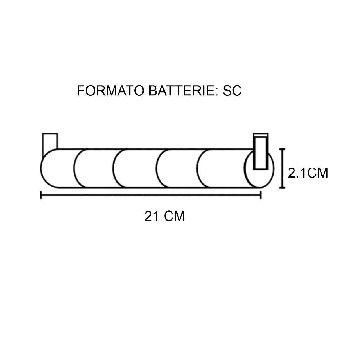 Batteria Lampada Emergenza 6V 1600mA 5SC Connettore Molex Ricambio