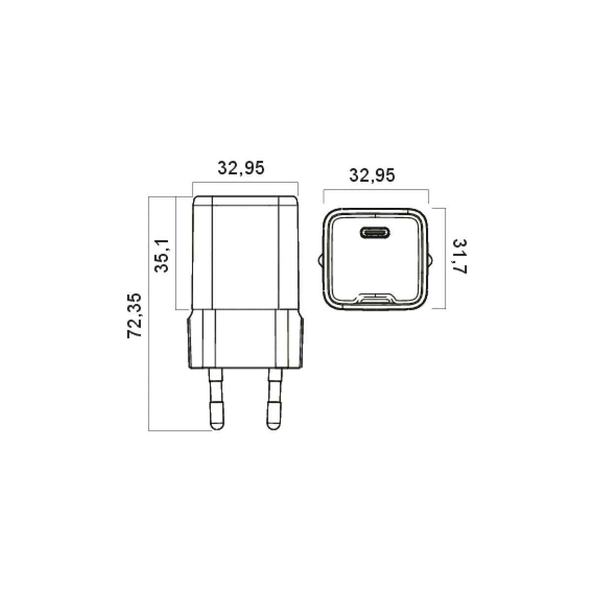 Caricatore USB GaN 30W  1 Porta USB C Bianco