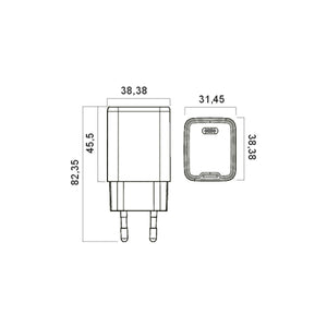 Caricatore USB GaN 45W  1 Porta USB C Bianco
