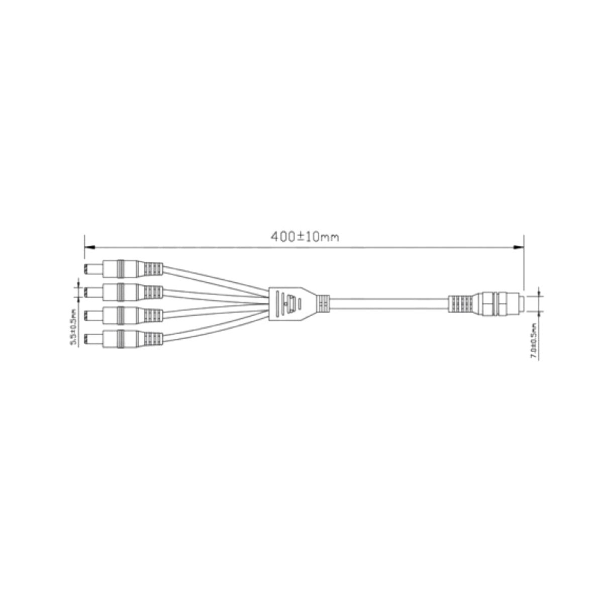 Cavo Splitter di Alimentazione DC 1 Femmina 4 Maschio 5,5-2,1mm 40cm
