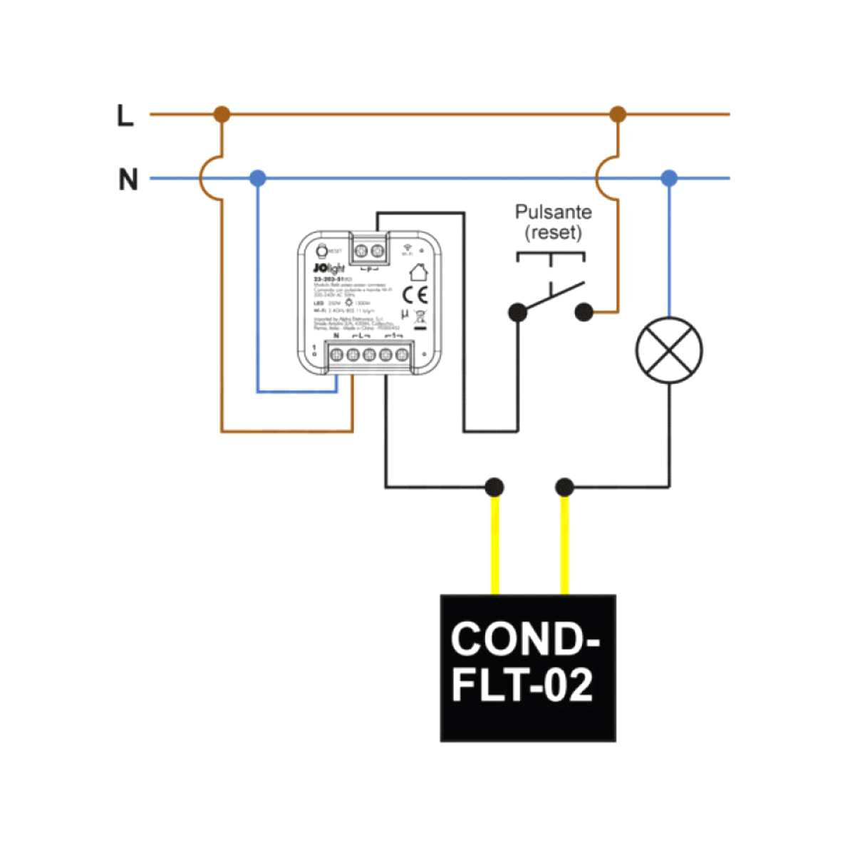 Schema di collegamento del modulo su lampada LED singola per ridurre il picco di corrente iniziale all’accensione

