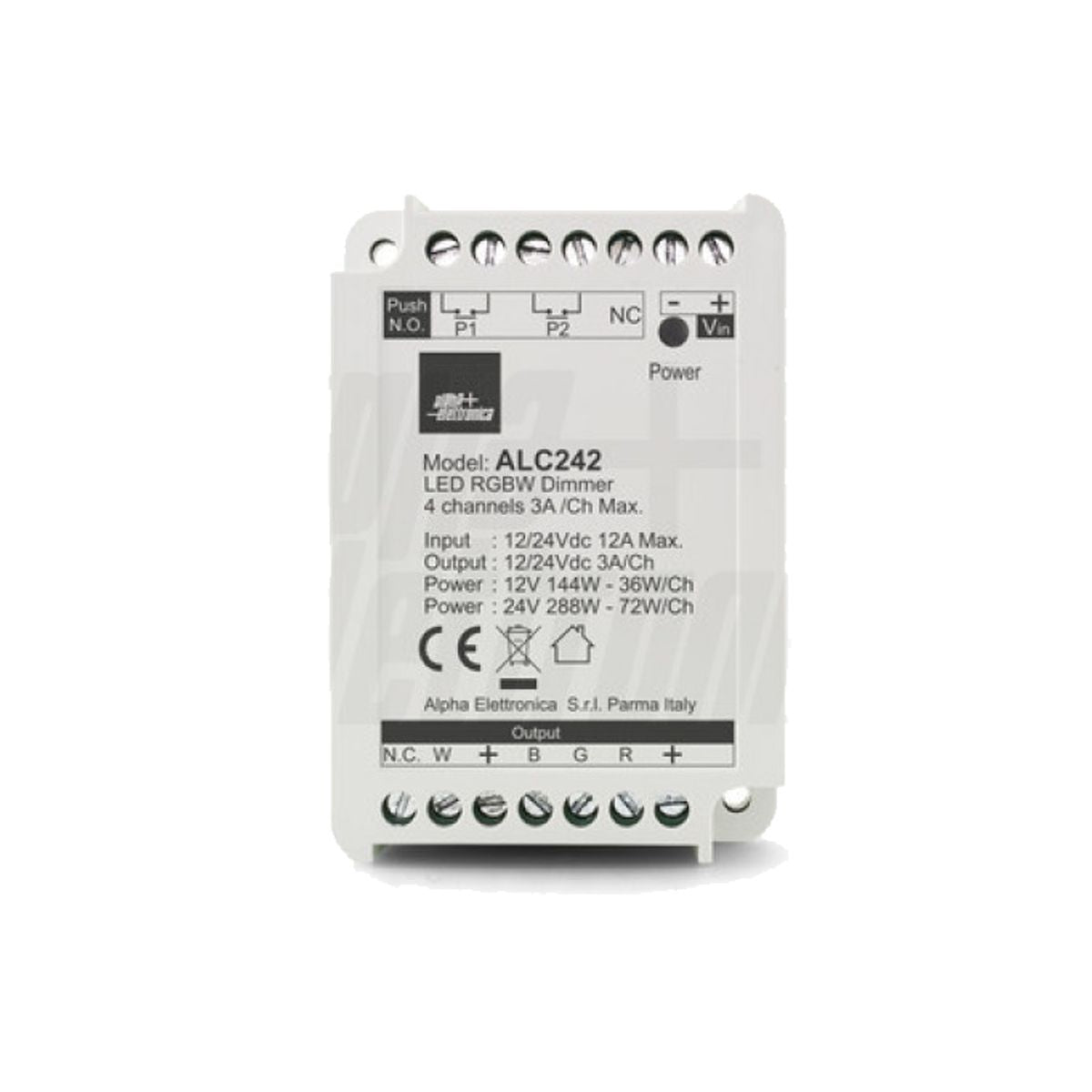 Controller RGBW vista frontale corpo bianco quattro canali