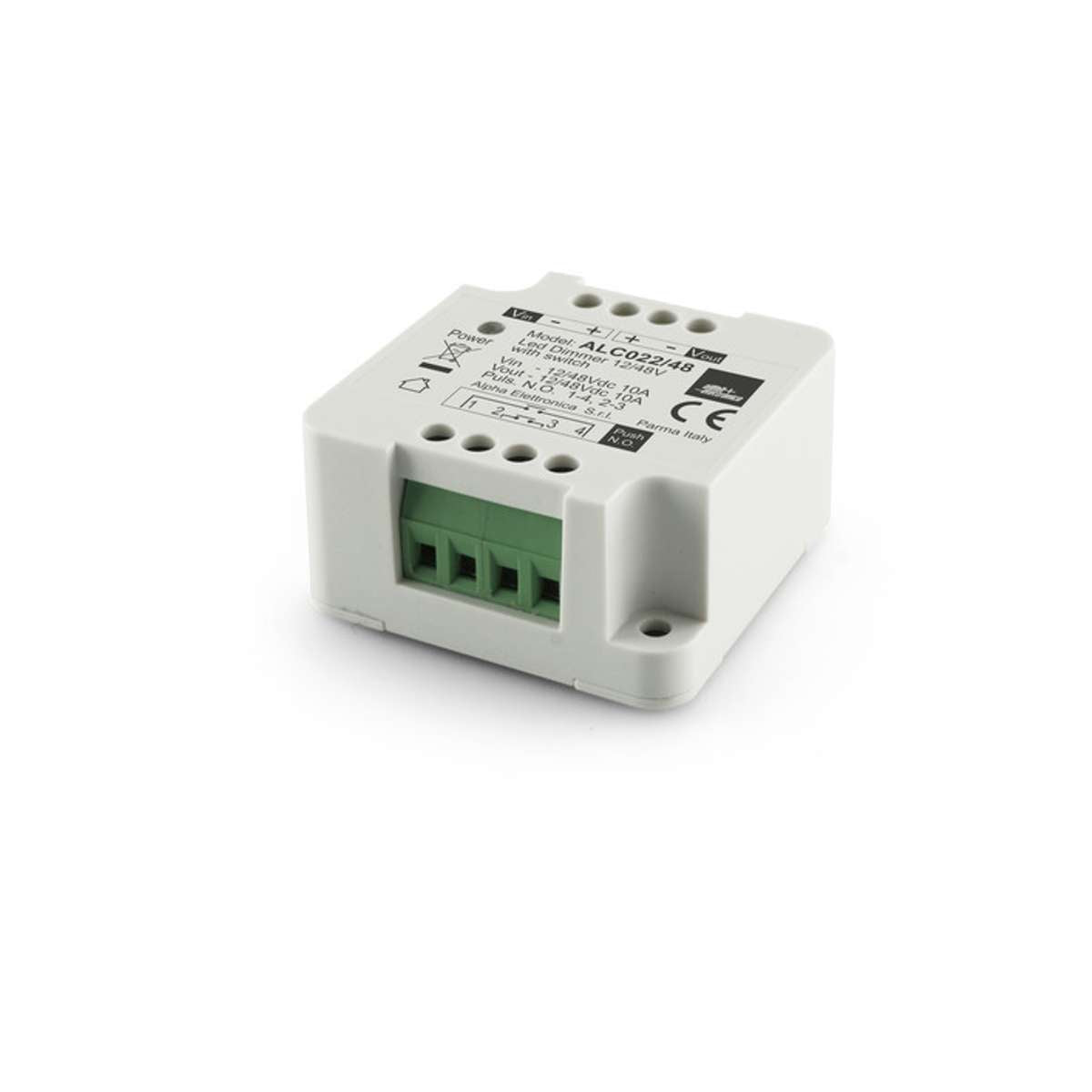 Dimmer per strisce led 12/24/48V 10A con comando a pulsante