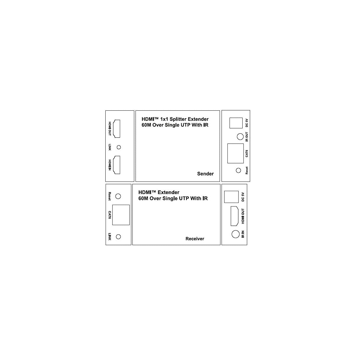 Extender HDMI Ethernet 1080P 60hz 60mt POE Loop-Out
