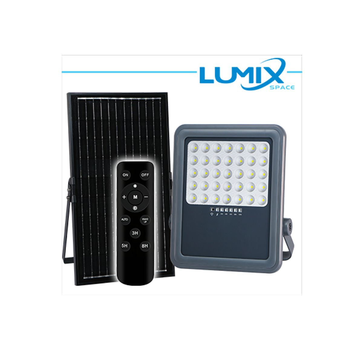 Faro con pannello solare 50W crepuscolare 4000K IP65 340 lumen