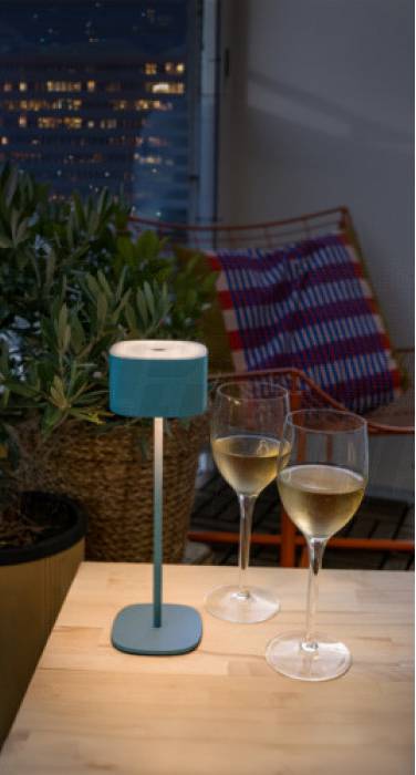 Lampada Ricaricabile da Tavolo USB Led 2W Luce Calda IP44 Verde Petrolio