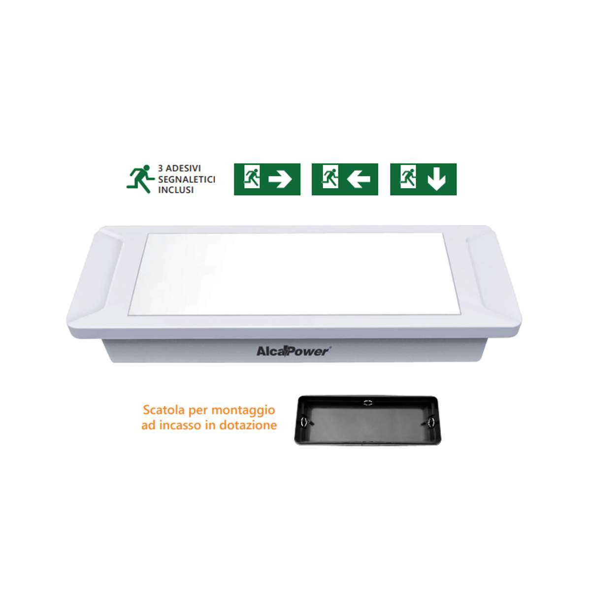 Lampada di Emergenza LED Parete Incasso 8 Ore Autonomia 100 Lumen