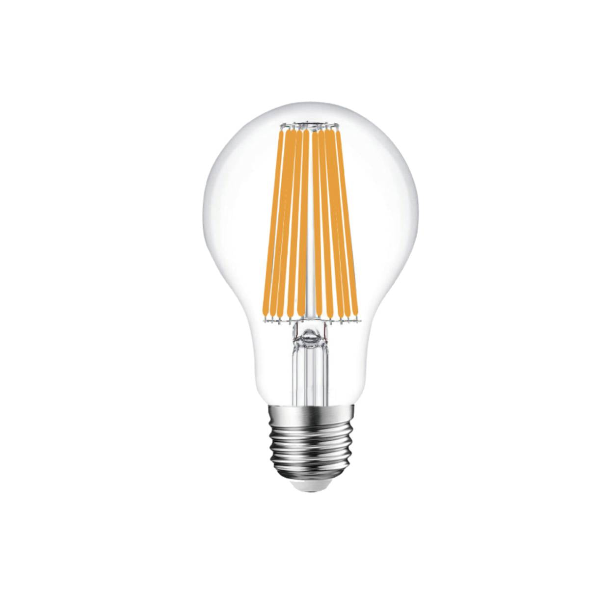 Lampadina led filamento E27 18W A67 in vetro trasparente con 3280 lumen.