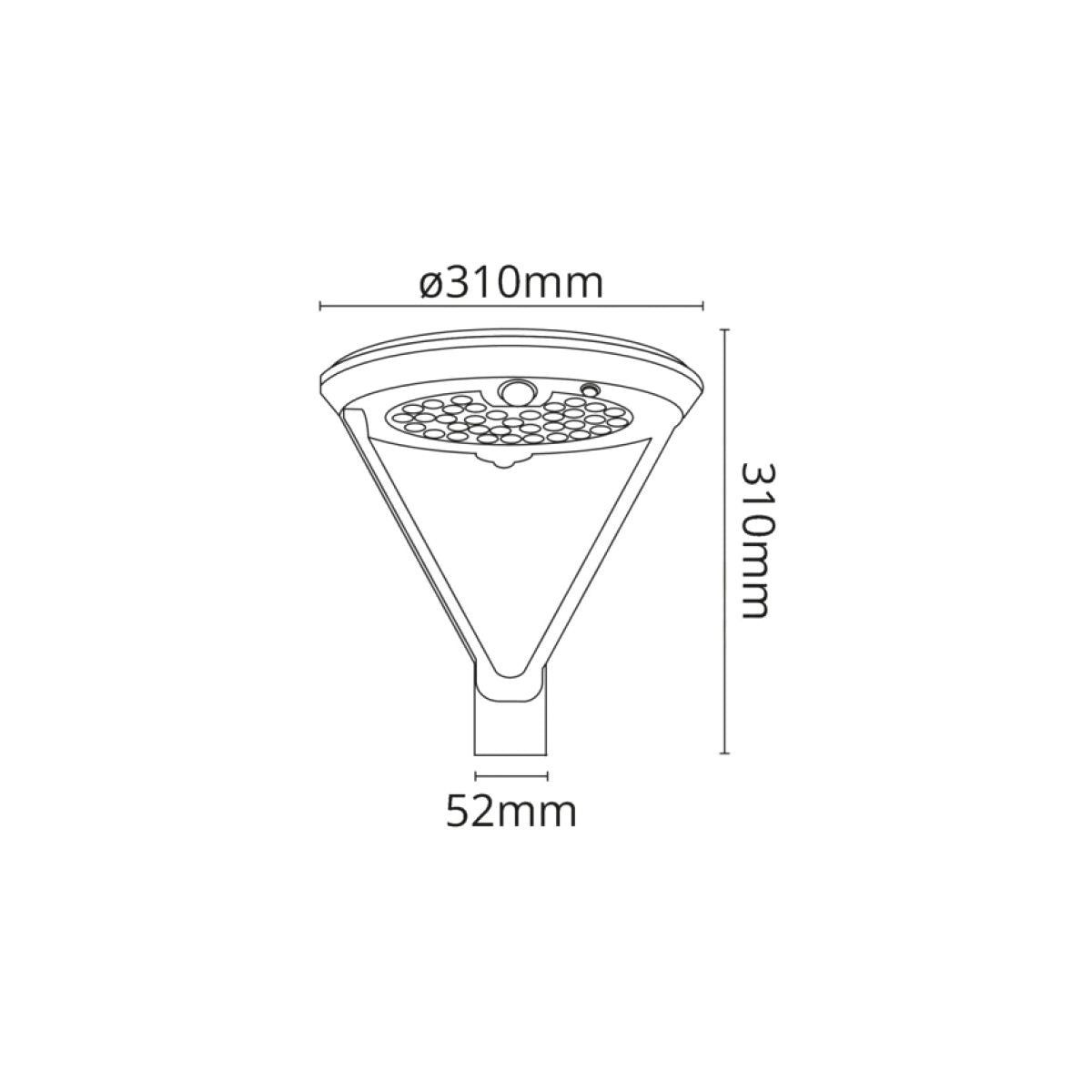 Lampione Led Solare 20W con Sensore PIR 2000 Lumen Giardino Luce Calda