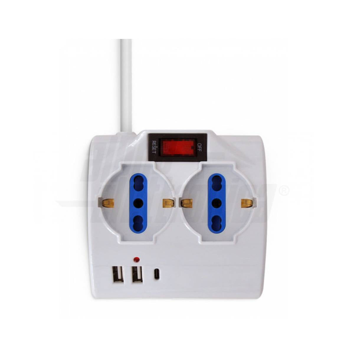 Multipresa da Scrivania con USB Design Spina 10A Cavoo 1.5mt