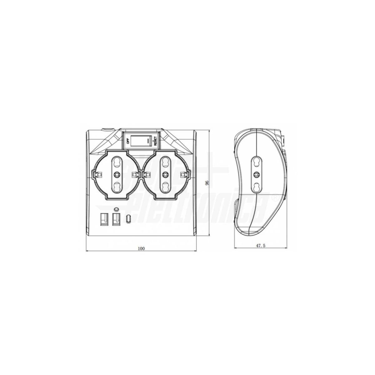 Multipresa da Scrivania con USB Design Spina 10A Cavoo 1.5mt