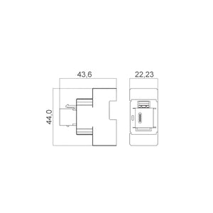 Presa USB da Muro Due Porte USB C PD 20W USB A 5V 3A Modulo Keystone Nero