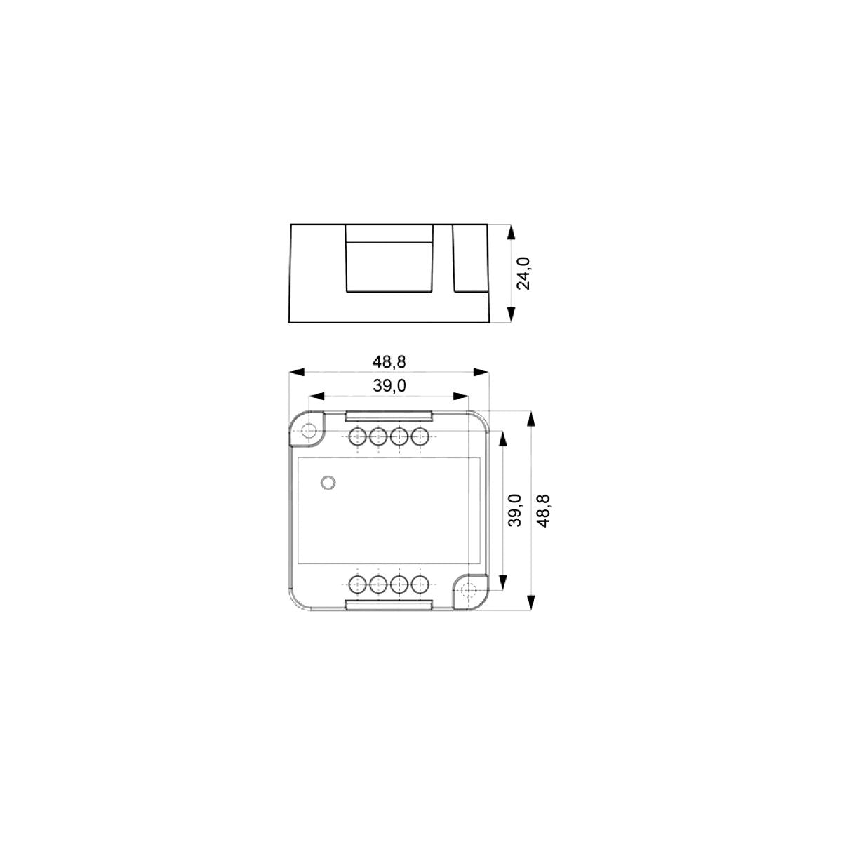 Slave dimmer 1-10V vista frontale corpo bianco compatto