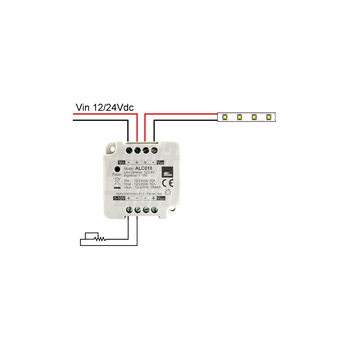 Slave dimmer led con uscita Vaux per collegamento amplificatori