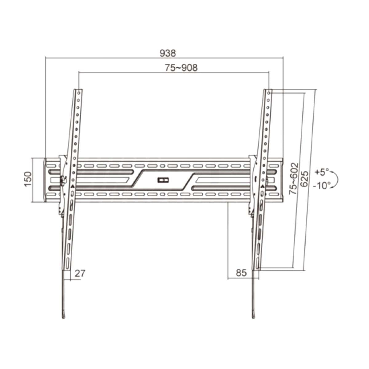 Supporto TV Parete 43 100 Pollici 75 KG Grandi Dimensioni Inclinabile