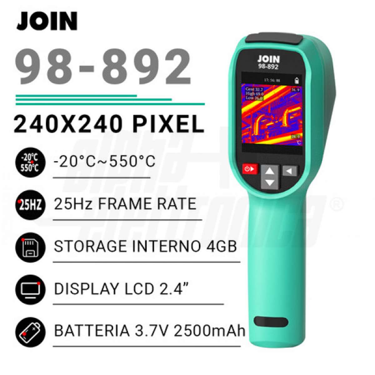 Termocamera Professionale Infrarossi IP54 con Scheda Memoria