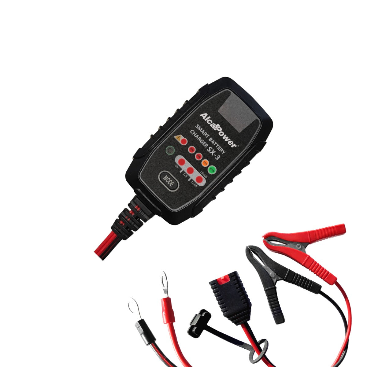 Caricabatteria Mantenitore Moto SX-3 2.5A 6V/12V e Litio LiFePO4 - AlcaPower