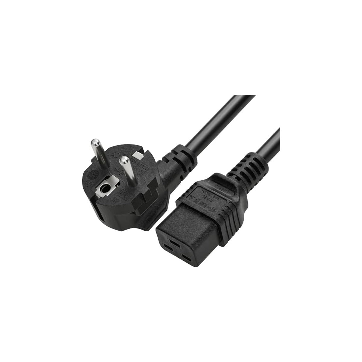 Cavo Alimentazione IEC 320 C19 Spina Schuko 90° 2 m 3×1 mm² Nero per UPS e Rack