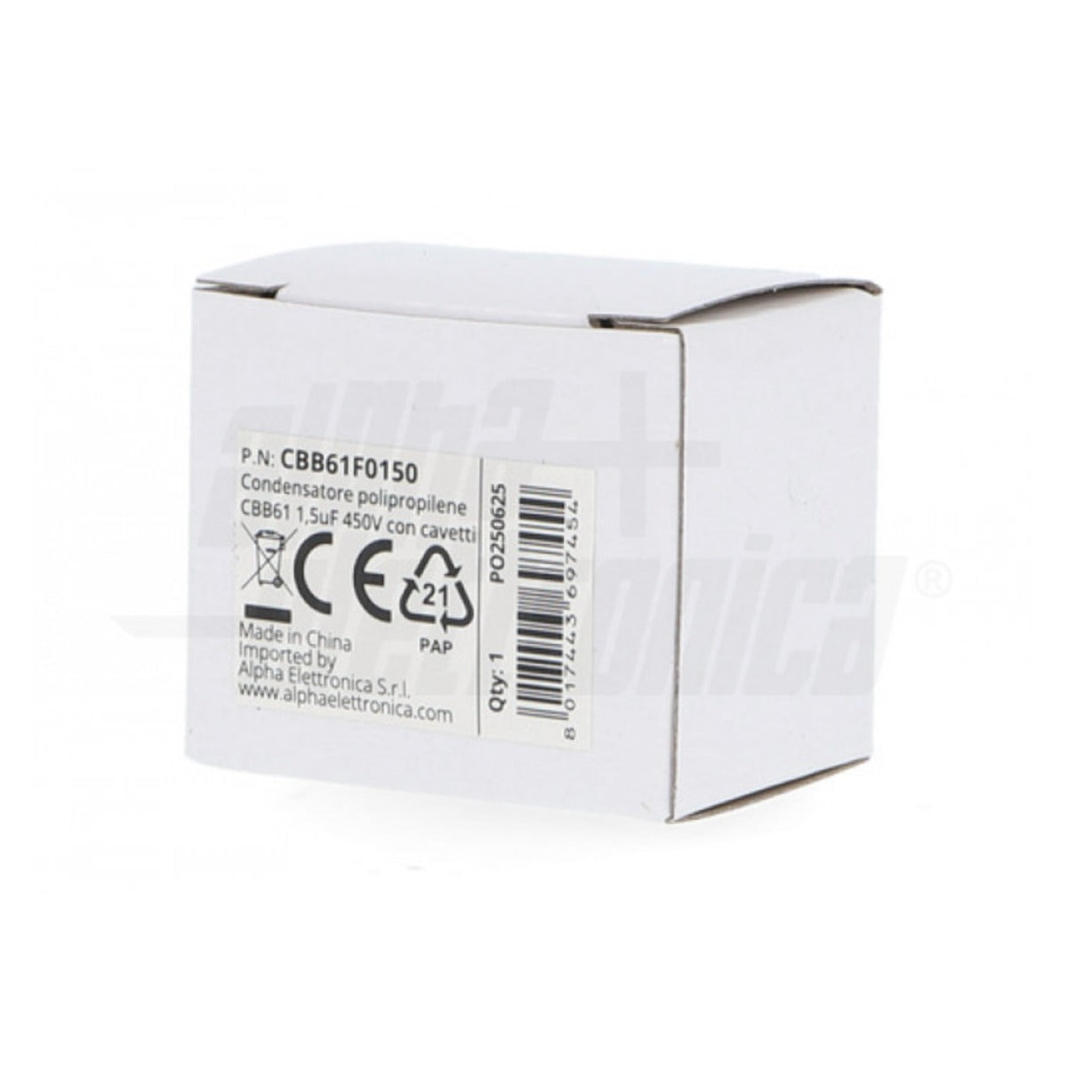 Condensatore 1,5 µF 450V con Cavetti per Motori Monofase