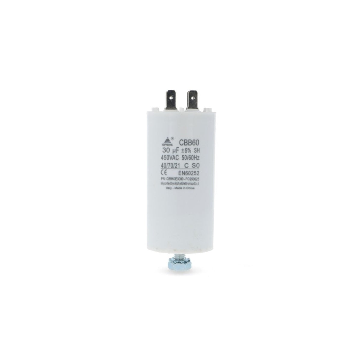 Condensatore 30 µF 450V Faston 6,3 mm Polipropilene per motori