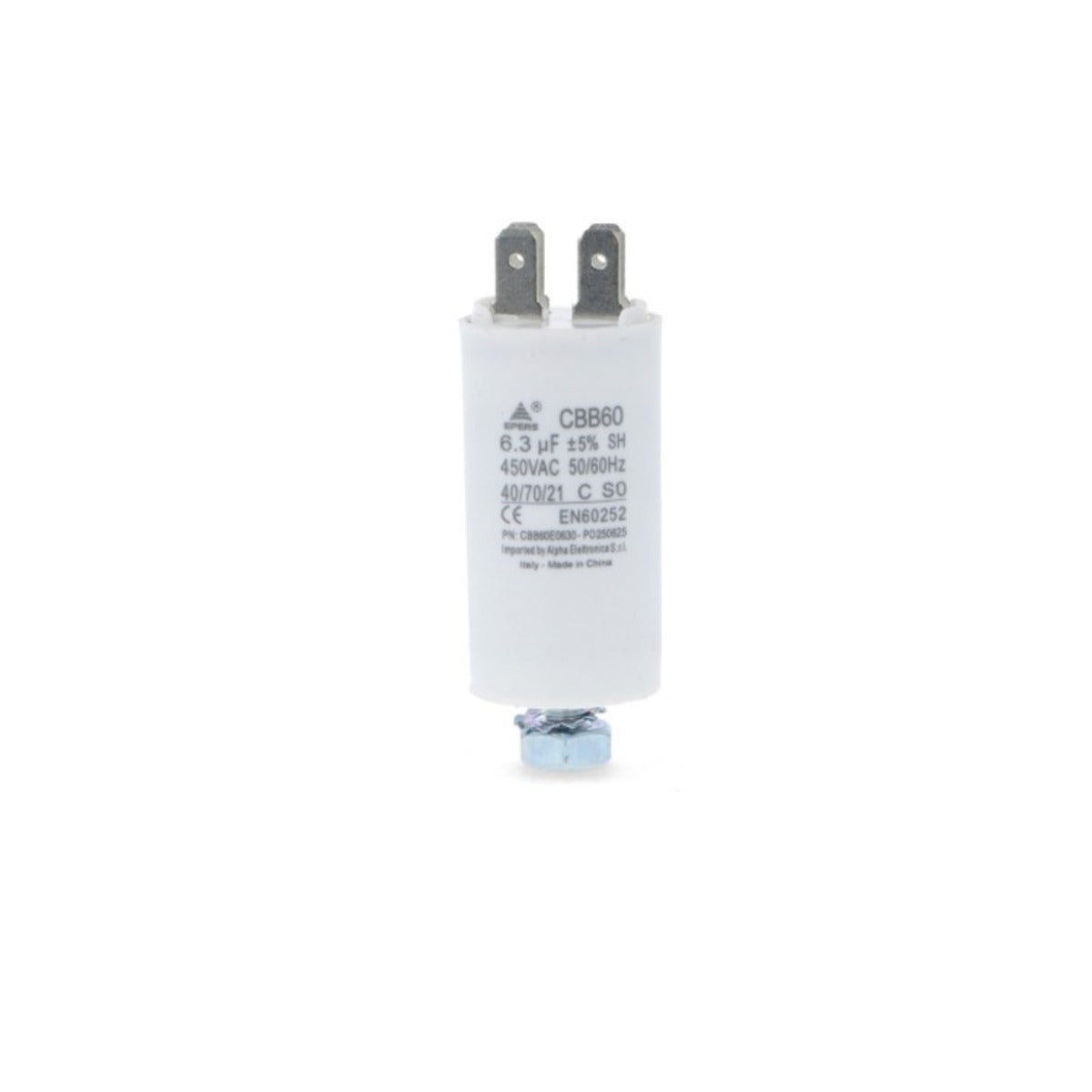 Condensatore 6,3 µF 450V Faston 6,3 mm — Polipropilene per motori