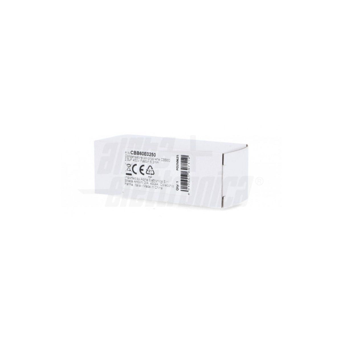 Condensatore CBB60 2,5 µF 450V Faston 6,3 mm — Polipropilene per motori