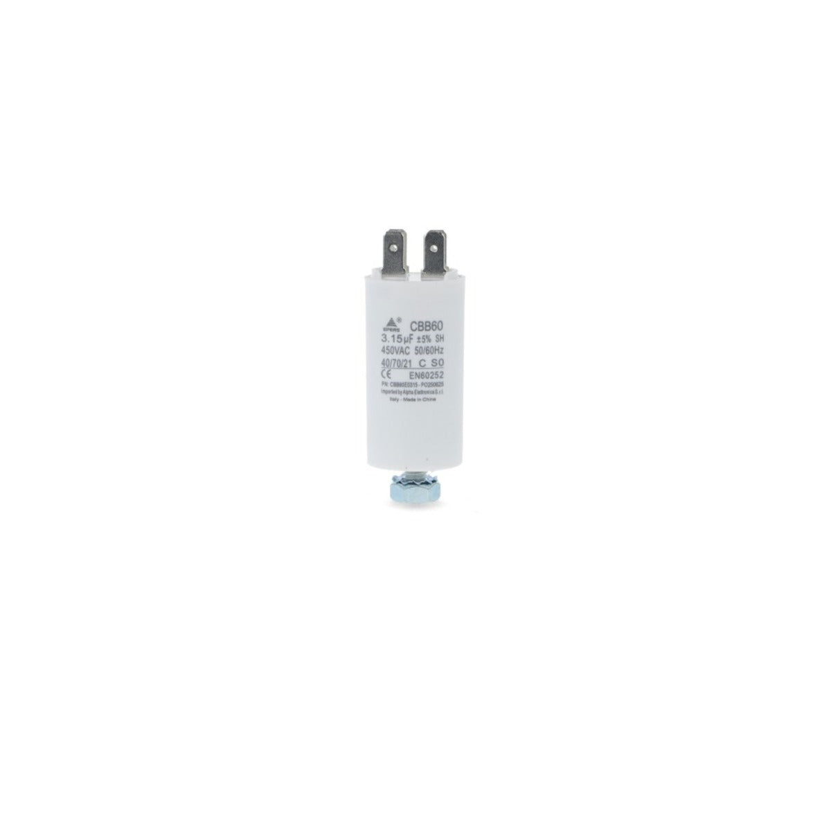 Condensatore Rifasamento 16 µF 450V Faston 6,3 mm Polipropilene per motori