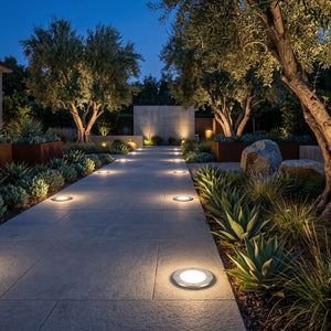 esempio di utilizzo faretto interrato illuminazione vialetto