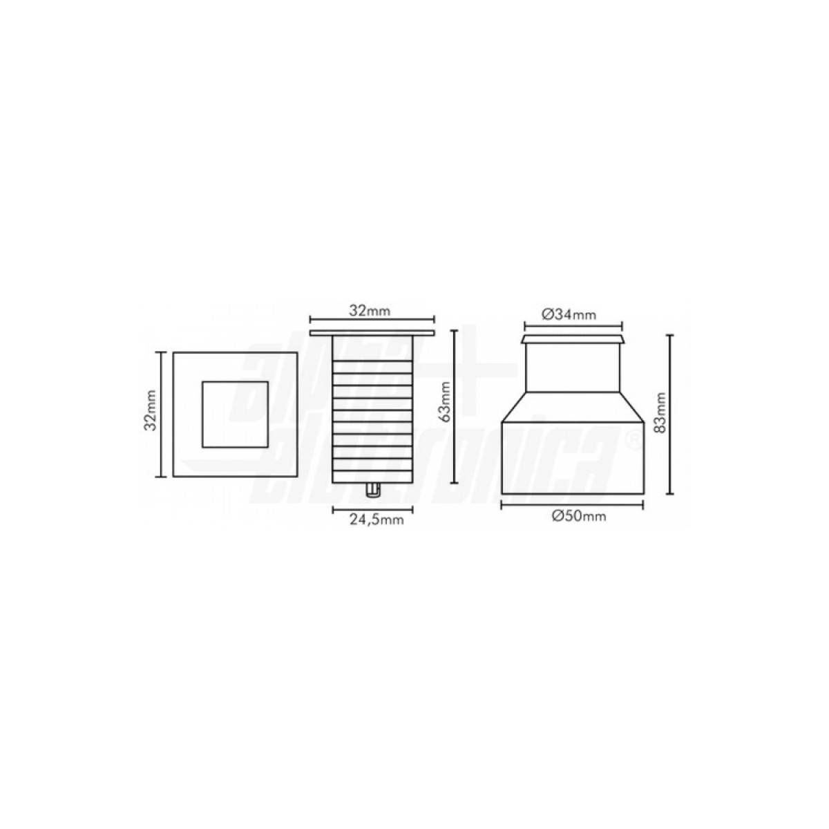 Faretto da Terra per Esterno Giardino Led Acciaio 1W 24V DC IP67 Quadrato 32mm