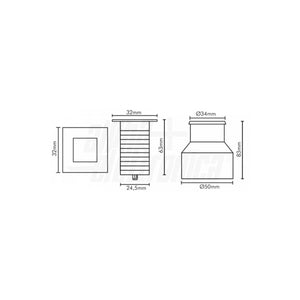 Faretto da Terra per Esterno Giardino Led Acciaio 1W 24V DC IP67 Quadrato 32mm