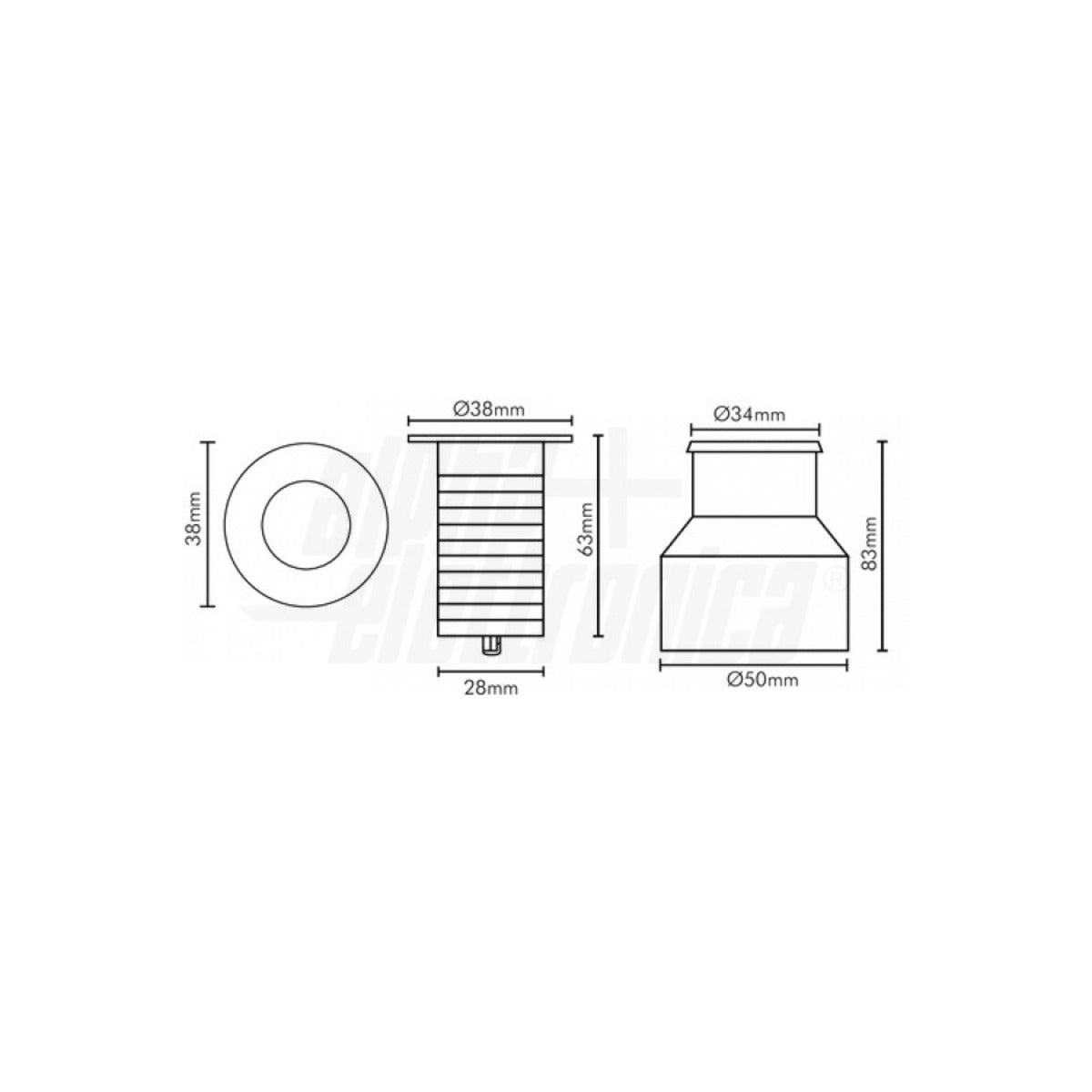 Faretto da Terra per Esterno Giardino Led Acciaio 2,1W 24V DC IP67 Tondo Ø38