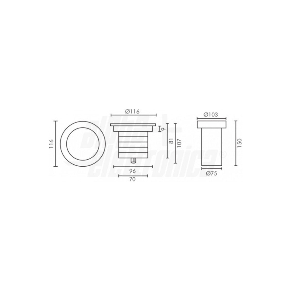 Faretto da Terra per Esterno Giardino Led Acciaio 5,5W 24V DC IP67 Tondo Ø116