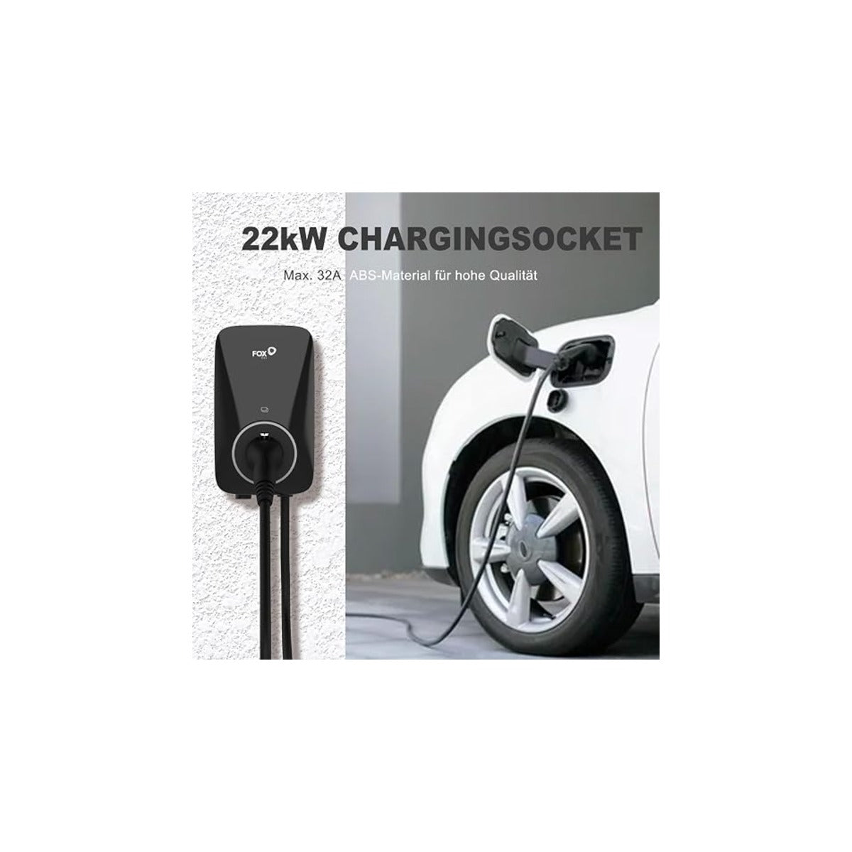 FoxESS Colonnina Ricarica EV 22 kW Trifase Cavo Type 2 6m RFID OCPP
