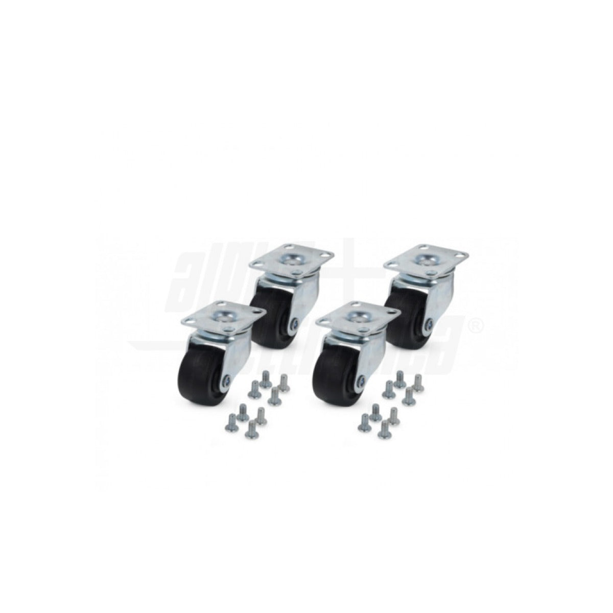 Kit 4 Ruote Piroettanti con Viti per Armadio Rack a Pavimento