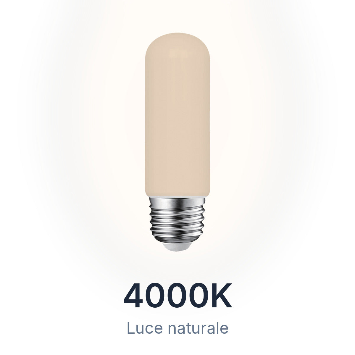 Lampadina LED tubolare E27 10W 4000K luce naturale, vetro bianco
