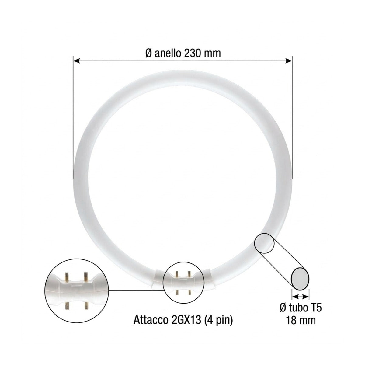 Neon Circolare T5 22W 2GX13 Ø230 mm