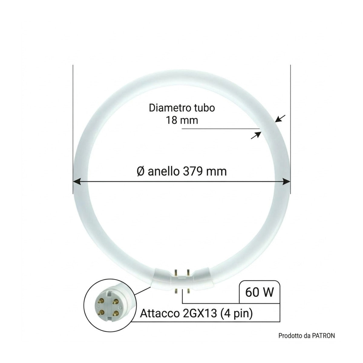 Neon Circolare T5 60W 2GX13 Ø379 mm
