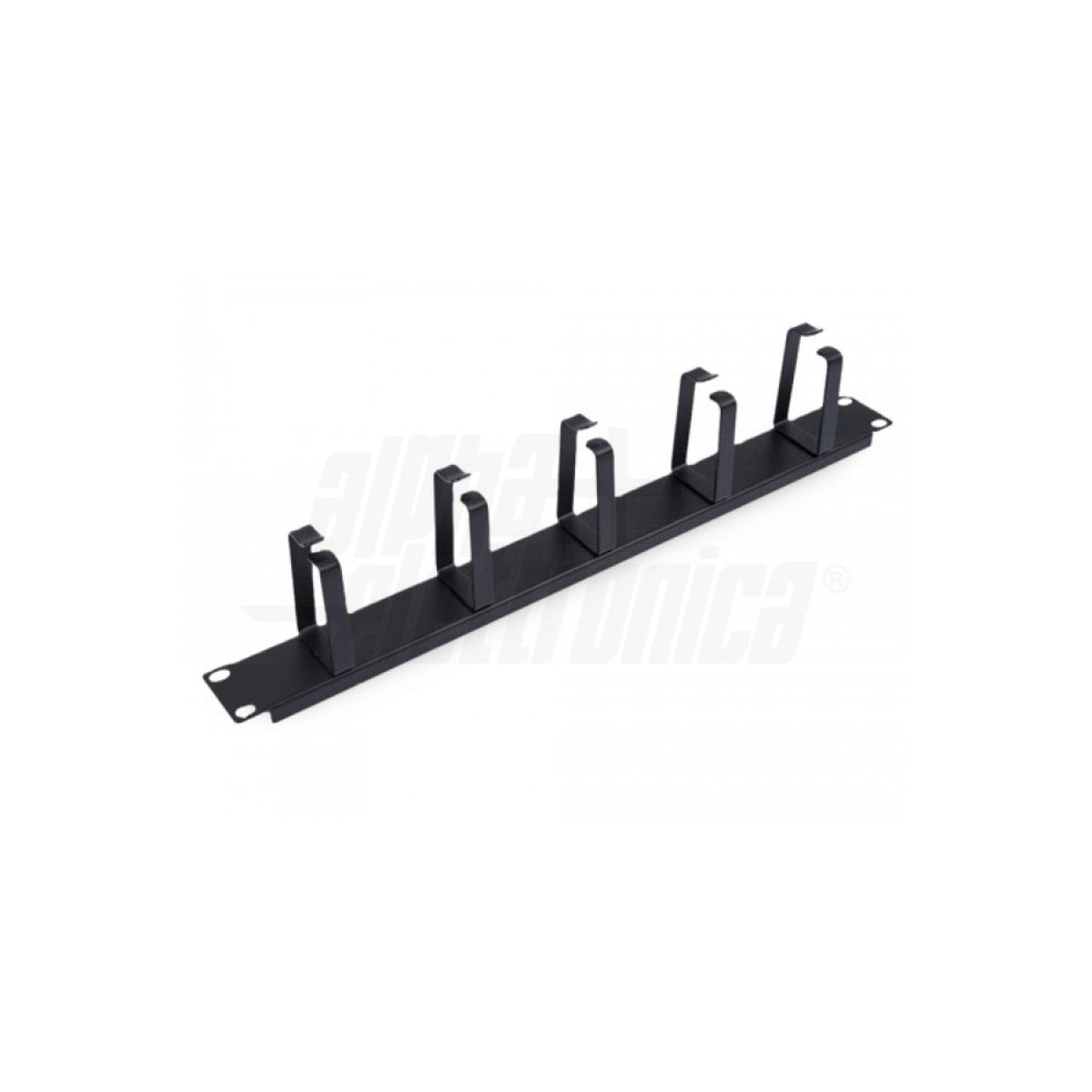 Pannello Passacavi Rack 19" 1U con 5 Anelli in Metallo Nero