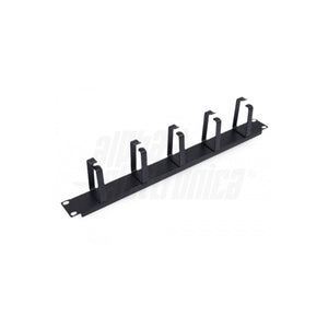 Pannello Passacavi Rack 19" 1U con 5 Anelli in Metallo Nero