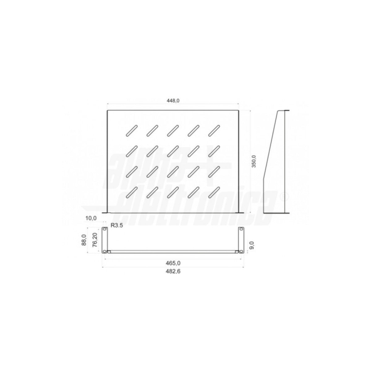 Ripiano a Sbalzo Rack 19" 300 o 350 mm – 1U e 2U Nero